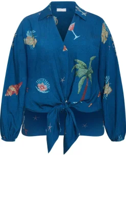 Tia Sea Print Shirt - marine navy