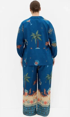 Tia Sea Print Shirt - marine navy
