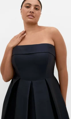 Tiffany Strapless Midi Dress - navy