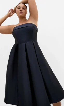 Tiffany Strapless Midi Dress - navy