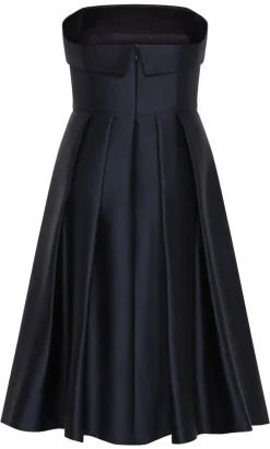 Tiffany Strapless Midi Dress - navy