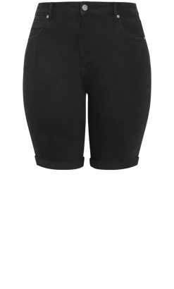 Turn Up Skinny Denim Short - black wash