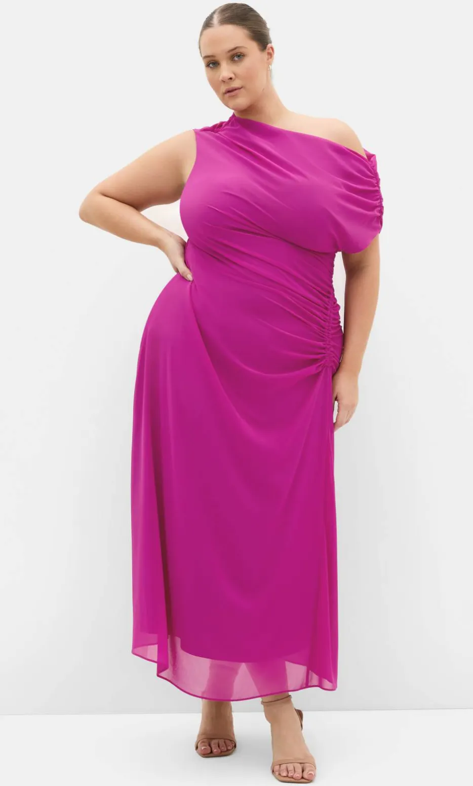 Vivid Colour Maxi Dress - magenta