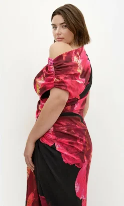 Vivid Print Maxi Dress - black
