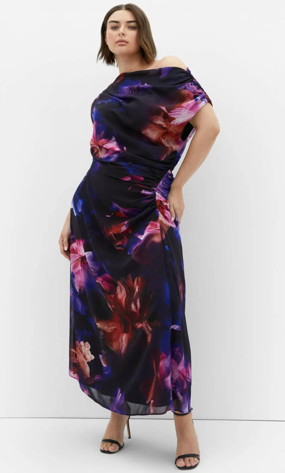 Vivid Print Maxi Dress - dark violet