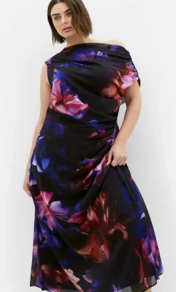 Vivid Print Maxi Dress - dark violet