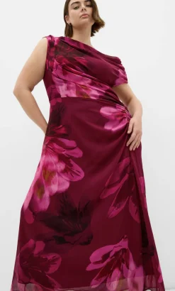 Vivid Print Maxi Dress - raspberry