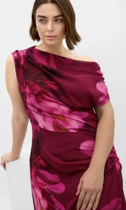 Vivid Print Maxi Dress - raspberry