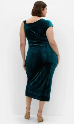 Vivi Velour Midi Dress - emerald