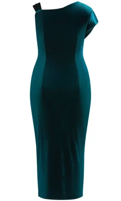 Vivi Velour Midi Dress - emerald