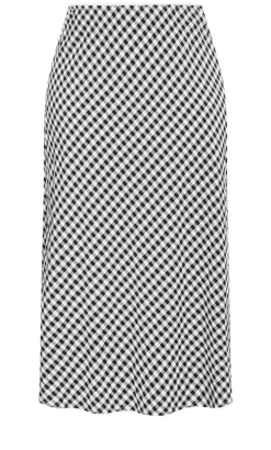 Western Gingham Midi Skirt - black