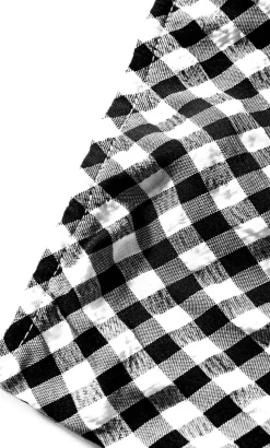 Western Gingham Midi Skirt - black