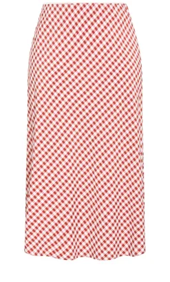 Western Gingham Midi Skirt - rust