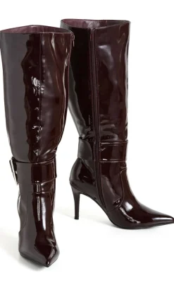 WIDE FIT Alix Long Stiletto Boot - dark cherry