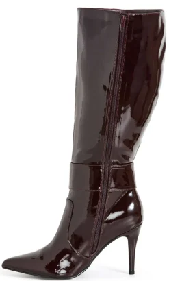 WIDE FIT Alix Long Stiletto Boot - dark cherry