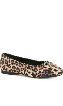 WIDE FIT Aria Leopard Ballet Flat - stone