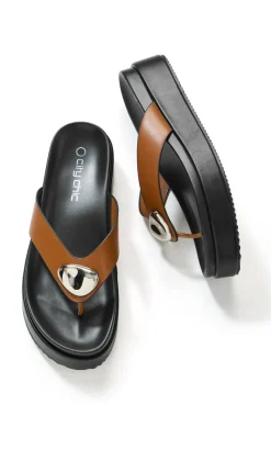 WIDE FIT Avery Platform Sandal - tan