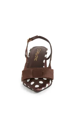 WIDE FIT Belle Bow Spot Heel - chocolate