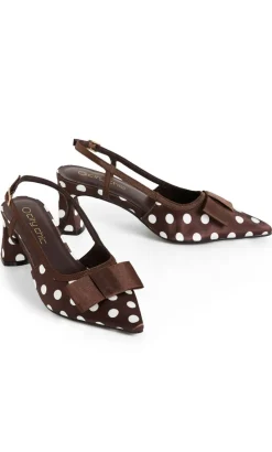 WIDE FIT Belle Bow Spot Heel - chocolate
