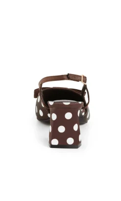 WIDE FIT Belle Bow Spot Heel - chocolate