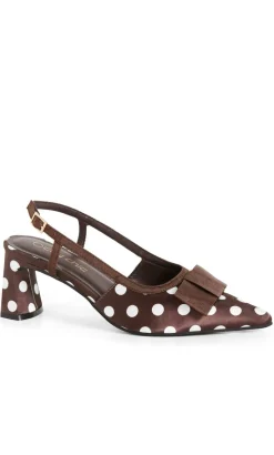 WIDE FIT Belle Bow Spot Heel - chocolate