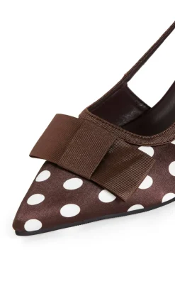 WIDE FIT Belle Bow Spot Heel - chocolate