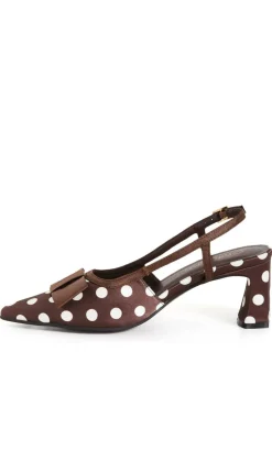 WIDE FIT Belle Bow Spot Heel - chocolate