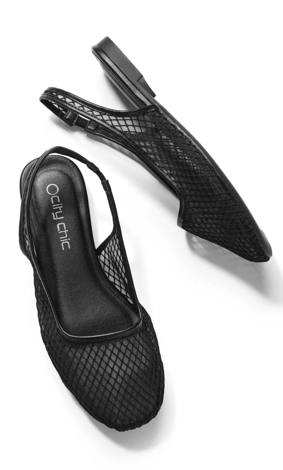 WIDE FIT Bianca Mesh Slingback Flat - black