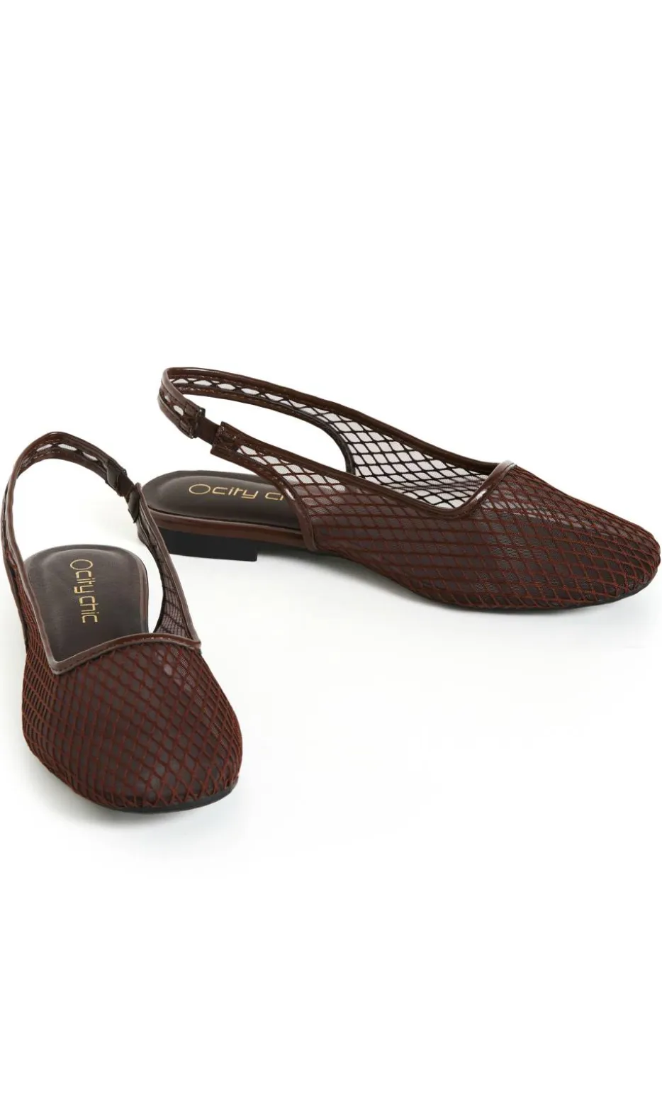 WIDE FIT Bianca Mesh Slingback Flat - espresso