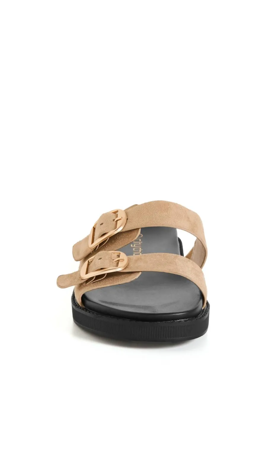 WIDE FIT Casey Dual Buckle Slide - almond