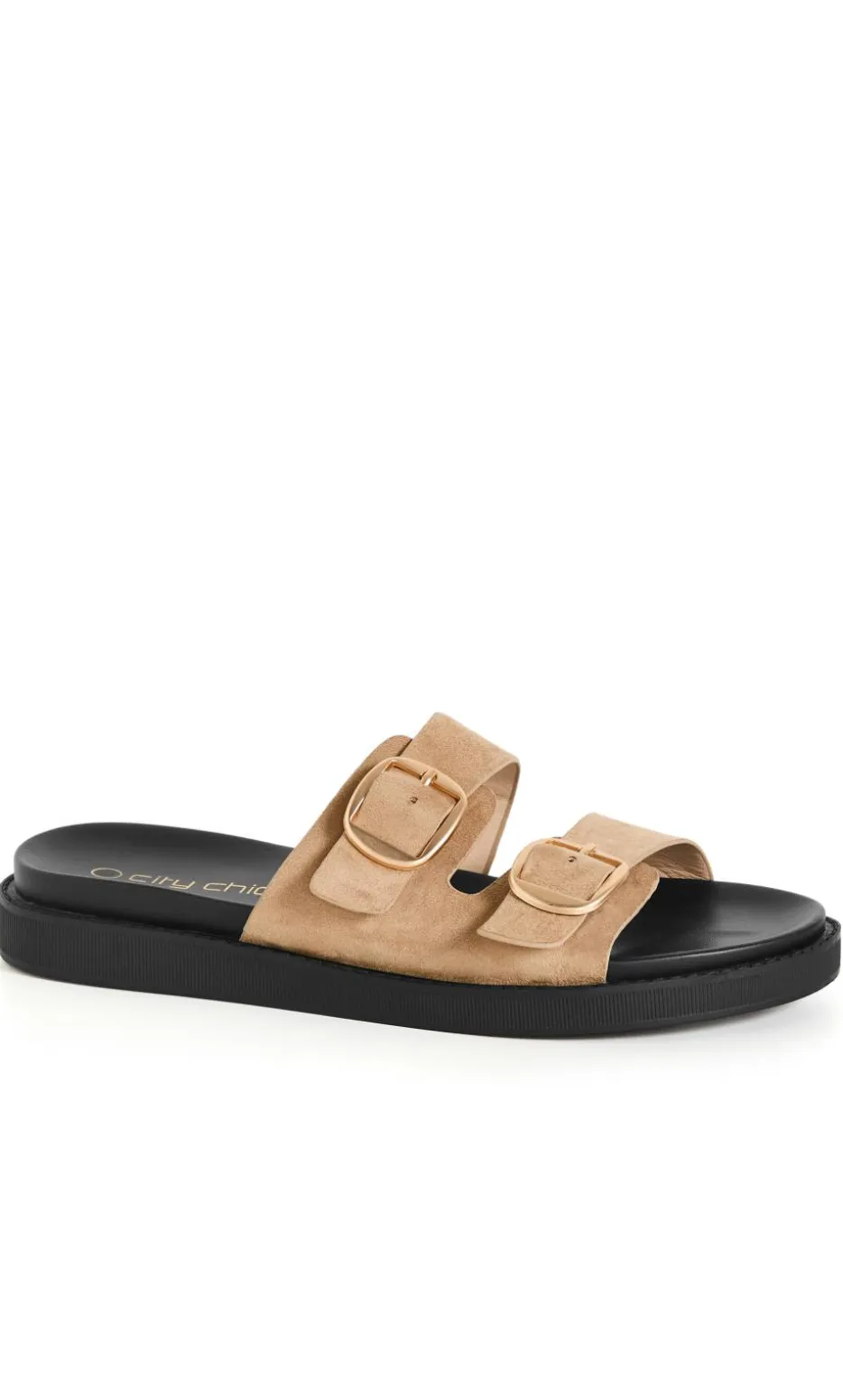 WIDE FIT Casey Dual Buckle Slide - almond