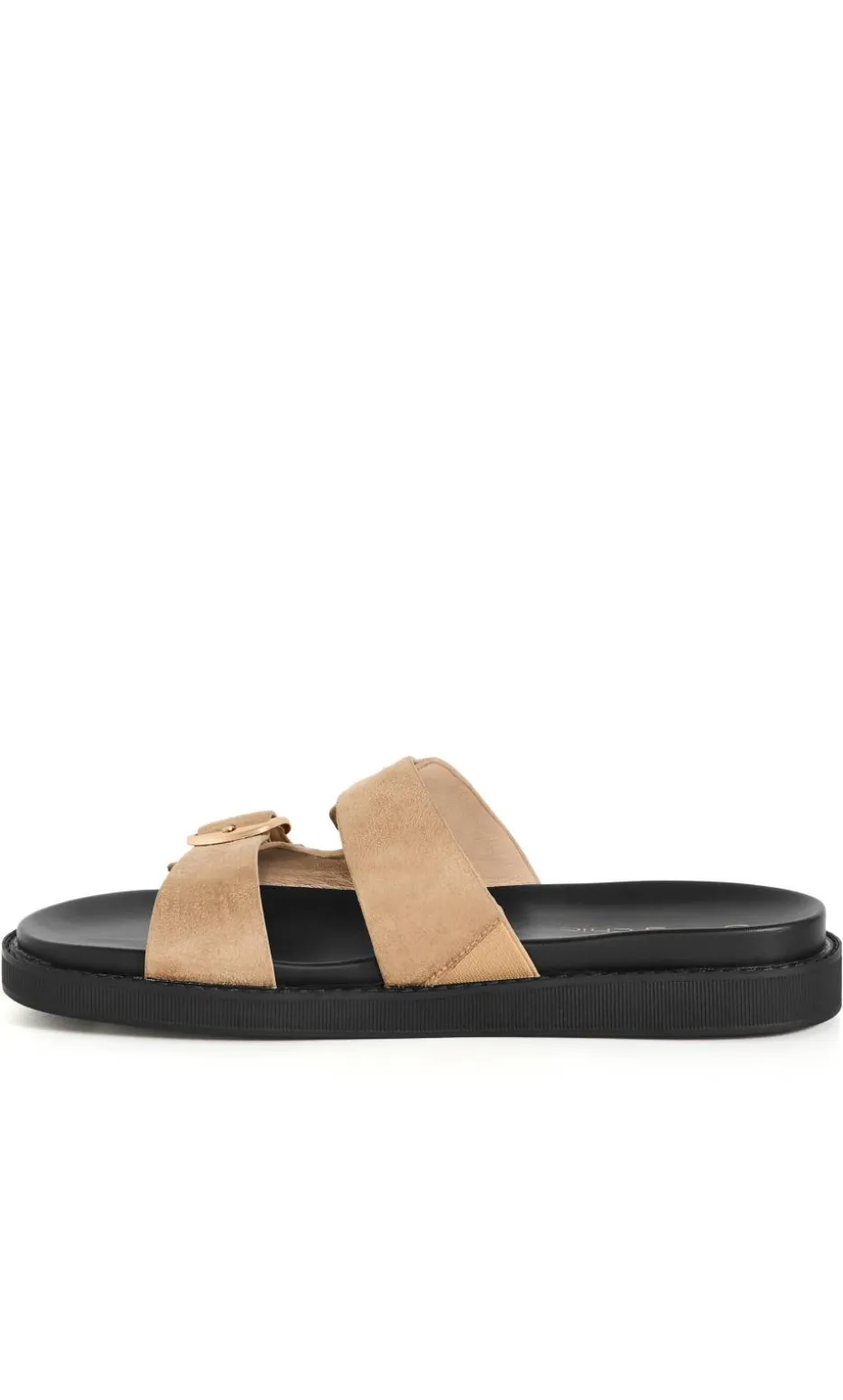WIDE FIT Casey Dual Buckle Slide - almond