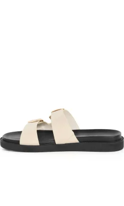WIDE FIT Casey Dual Buckle Slide - stone