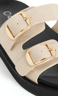 WIDE FIT Casey Dual Buckle Slide - stone