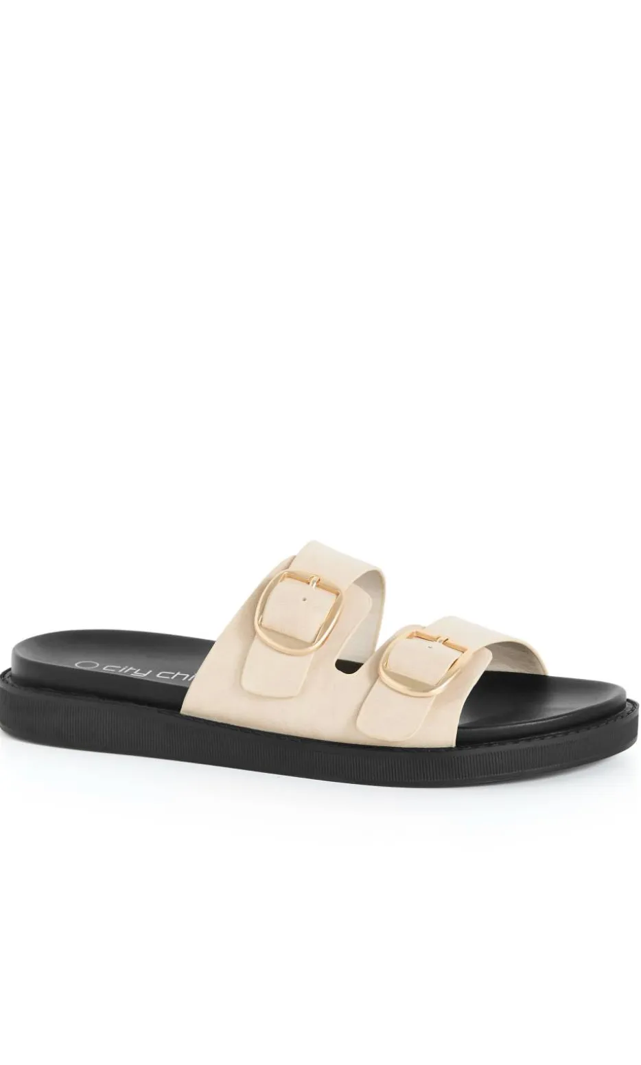 WIDE FIT Casey Dual Buckle Slide - stone