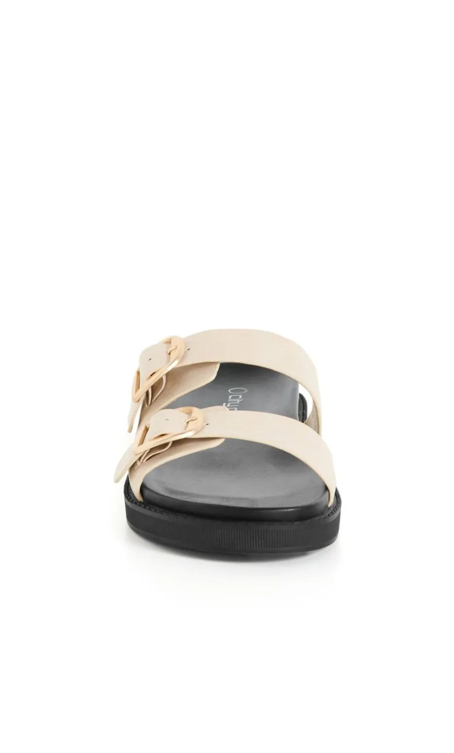 WIDE FIT Casey Dual Buckle Slide - stone
