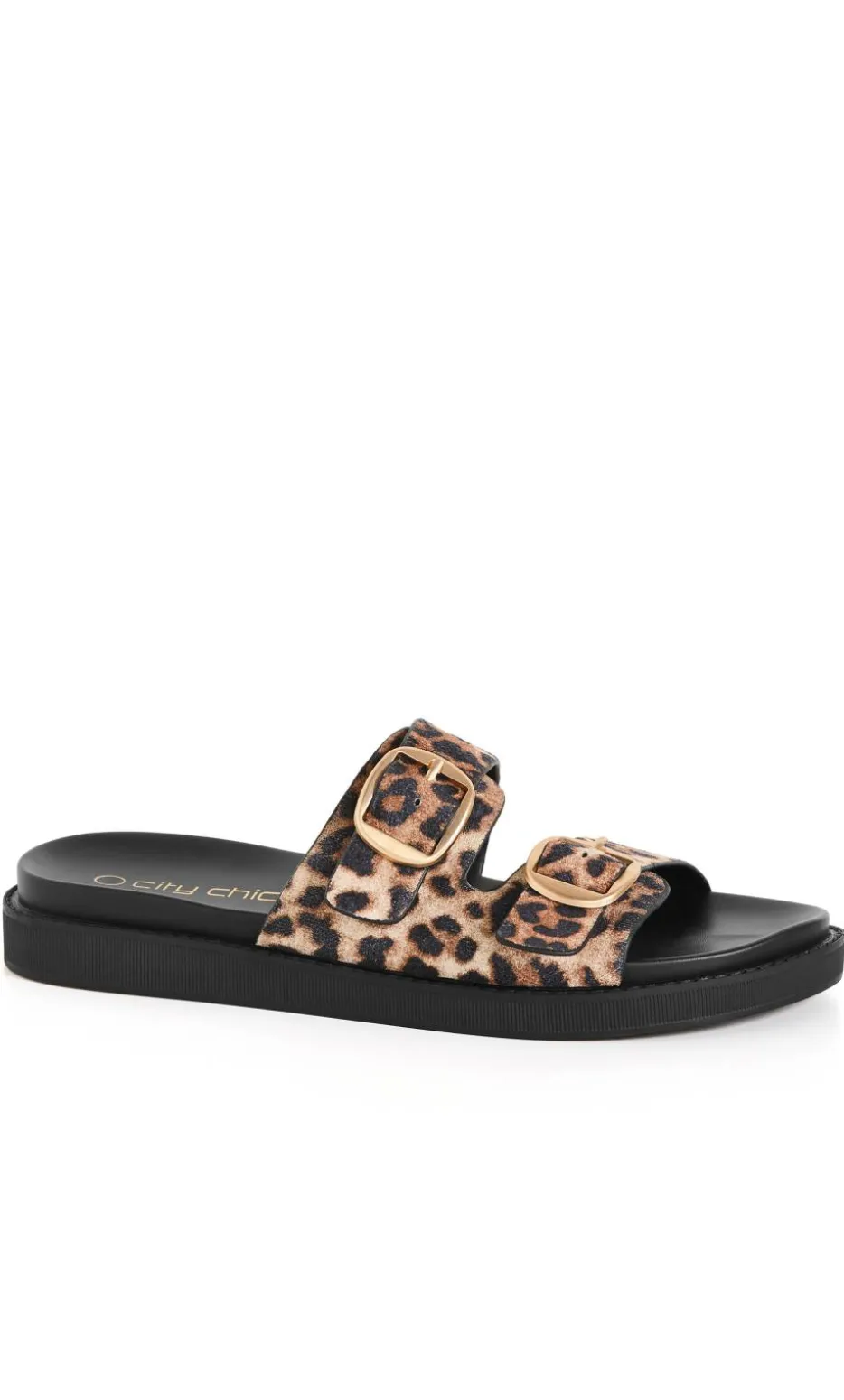 WIDE FIT Casey Leopard Print Slide - stone