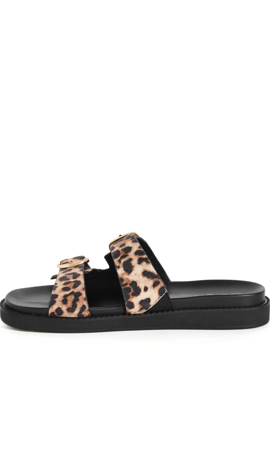 WIDE FIT Casey Leopard Print Slide - stone