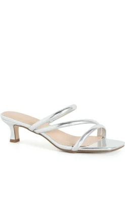 WIDE FIT Dana Kitten Heel - silver