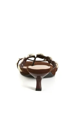 WIDE FIT Elara Stud Kitten Heel - chocolate