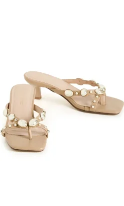 WIDE FIT Elara Stud Kitten Heel - almond