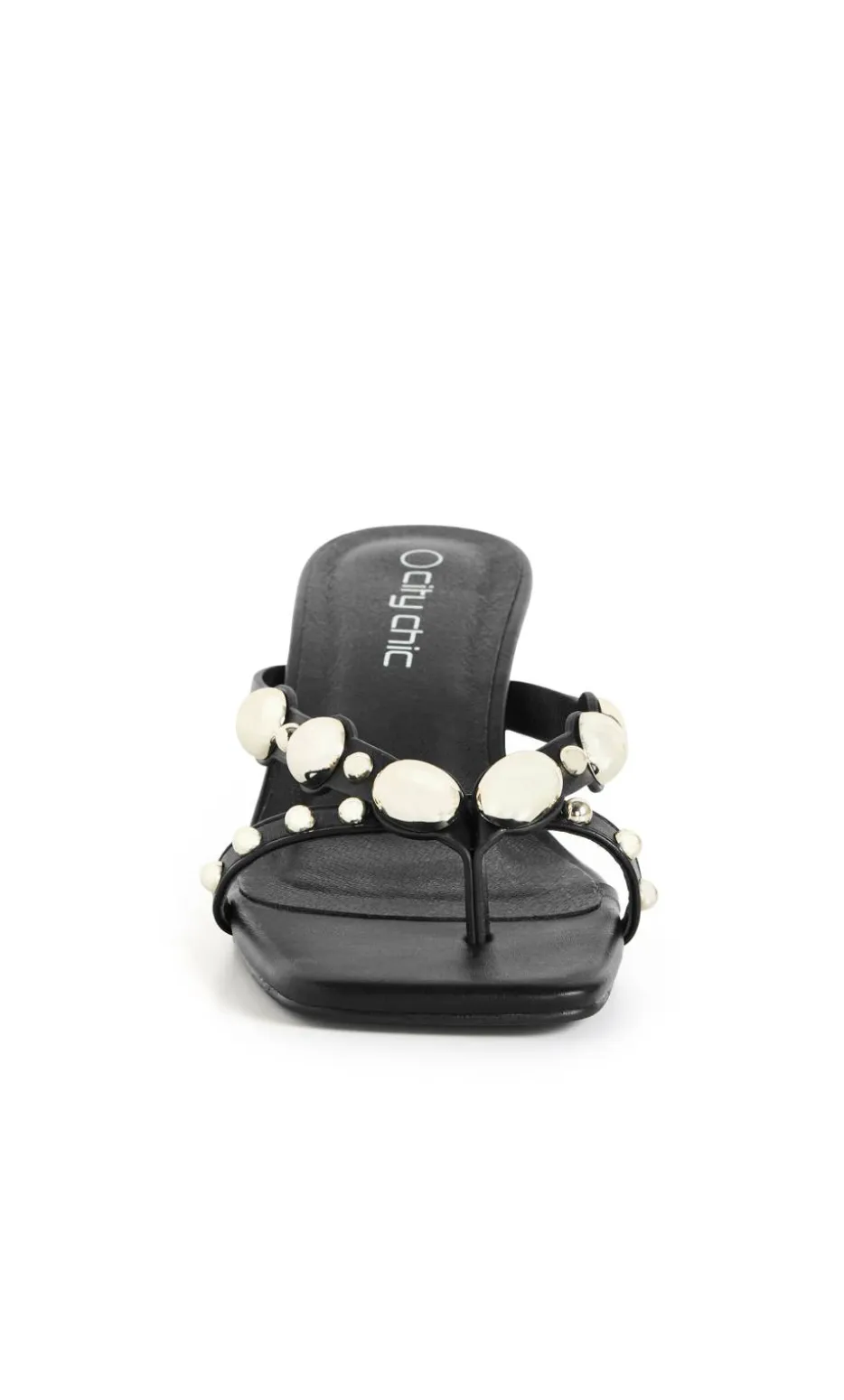 WIDE FIT Elara Stud Kitten Heel - black