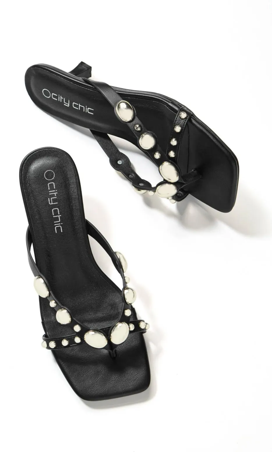 WIDE FIT Elara Stud Kitten Heel - black