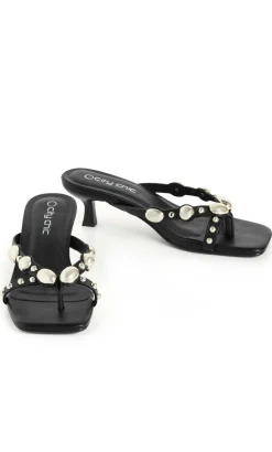 WIDE FIT Elara Stud Kitten Heel - black