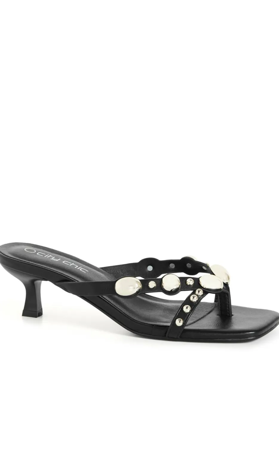 WIDE FIT Elara Stud Kitten Heel - black