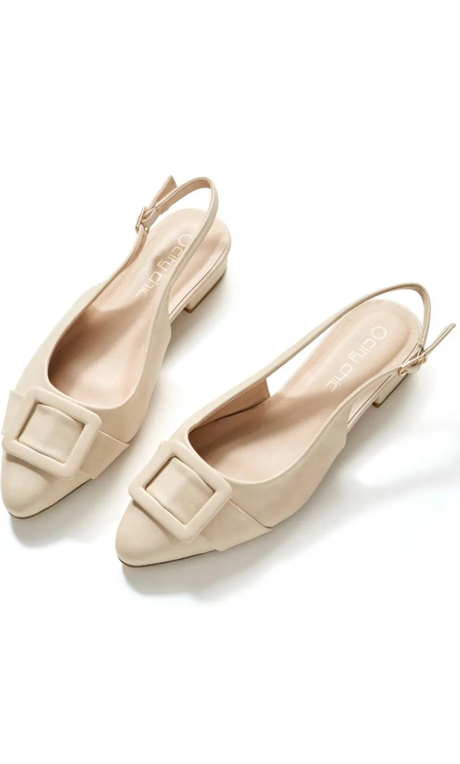 WIDE FIT Elise Slingback Flat - beige