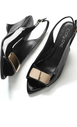 WIDE FIT Elle Slingback Wedge - black