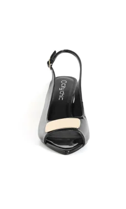 WIDE FIT Elle Slingback Wedge - black
