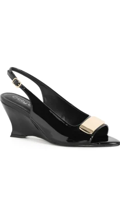 WIDE FIT Elle Slingback Wedge - black