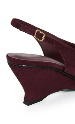 WIDE FIT Elle Slingback Wedge - dark cherry